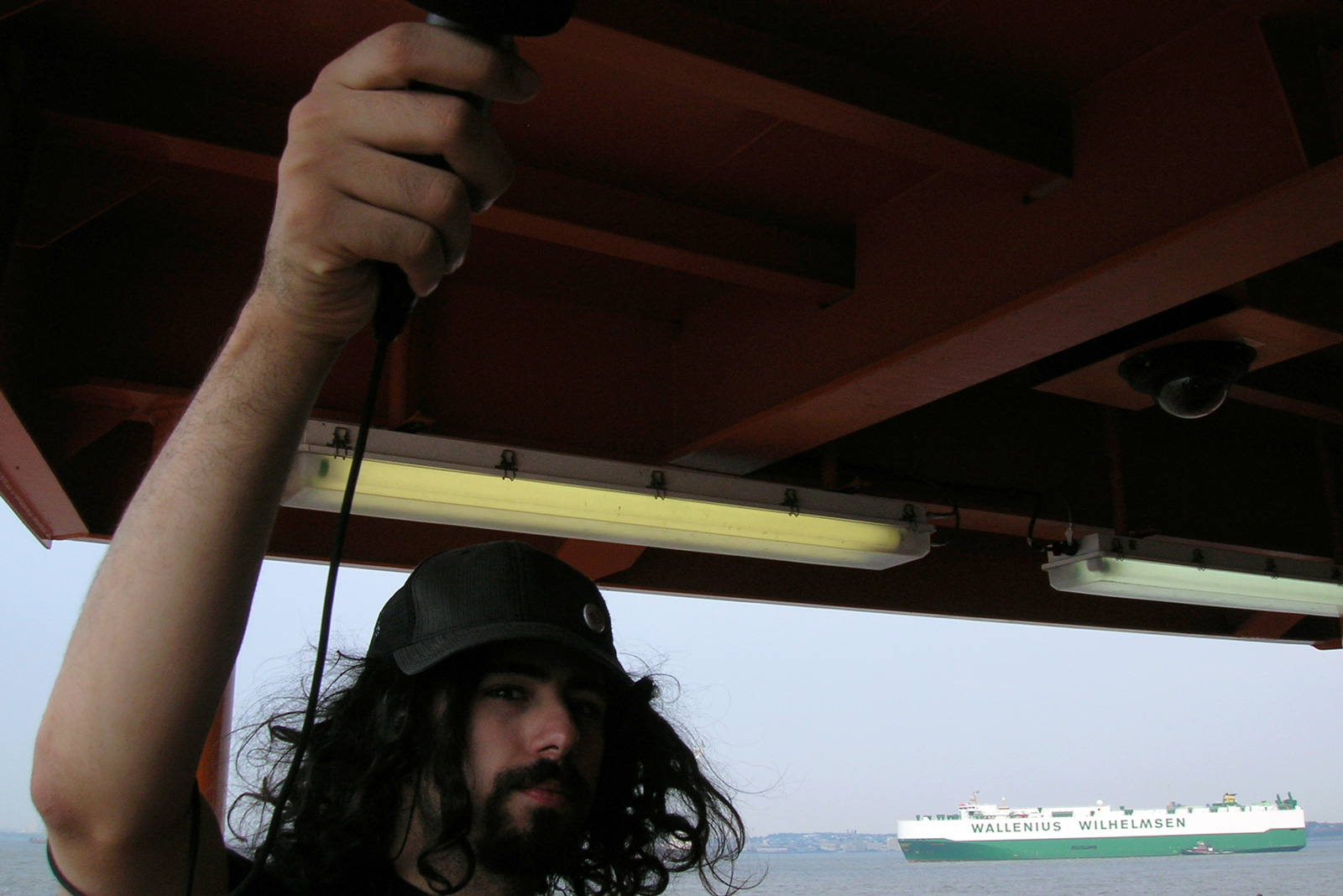 James Sorrenti, CSI/CUNY student, recording ambient sound on the Staten Island Ferry 